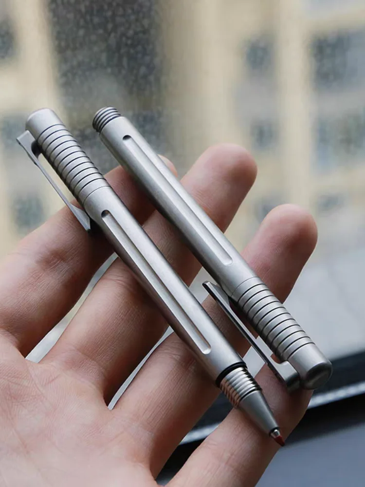 Full TC4 Titanium EDC Pen, Spiral Twist Mini Pen with Pocket Clip, Tactical Metal Ballpoint for Outdoor Writing and Survival G view 5