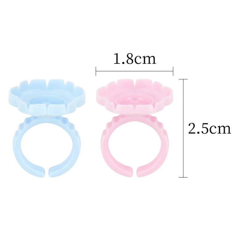 100 Stück Einweg-Wimpernverlängerungs-Kleberinge, Tattoo-Pigmentbehälter, Blumenförmige Becher, Wimpernlifting-Make-up-Werkzeug – Detail 2