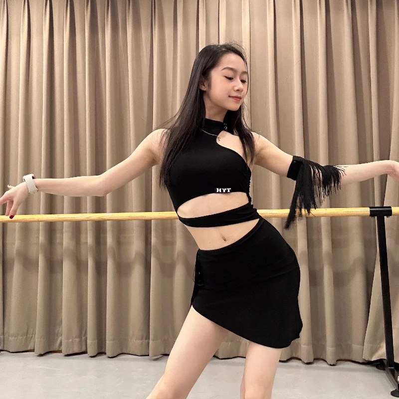 New LatinDance Performance DressWomen's Sexy Outdoor Banquet Hall PartyTassel Dress Sports Practice WearingRed Ball EveningDress