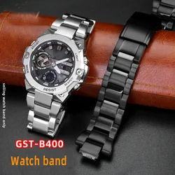 Convex Solid Stainless Steel Watch Strap For Casio watchband G-SHOCK GST-B400 Men Metal Modified Wrist Band Bracelet Accessories