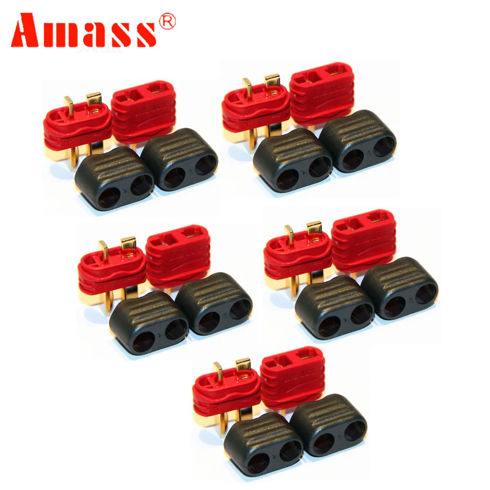 50pair Amass T Plug Deans Female Male Connectors 2 Pin Brass Bullet with Sheath Cover T-Plug For Lipo Batteries RC Model Parts - Image 4