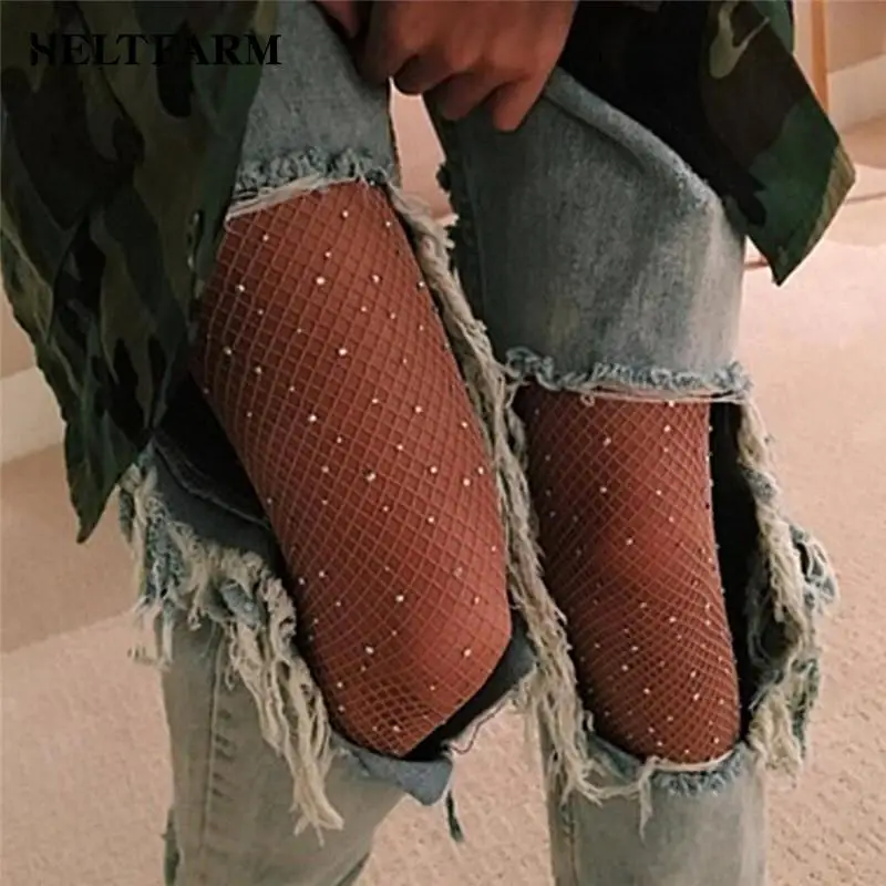 Collant collant Party FashioneFishnet calza 1 pz donna cristallo strass calze a rete calze a rete