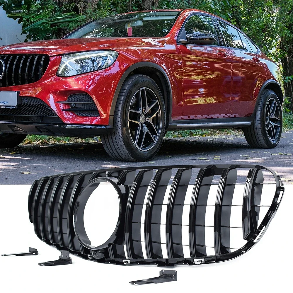 Black Silver Replacement Front Bumper GTR Grille Fit For Mercedes GLC Class X253 SUV C253 Coupe 2015 - 2019 For AMG GLC63  A1101