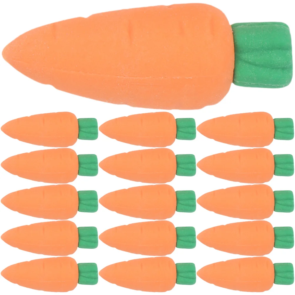 

40pcs Carrot Erasers Rubber Eraser Creative Pencil Erasing School Stationery Office Supplies Bulk Party Favors Miniature