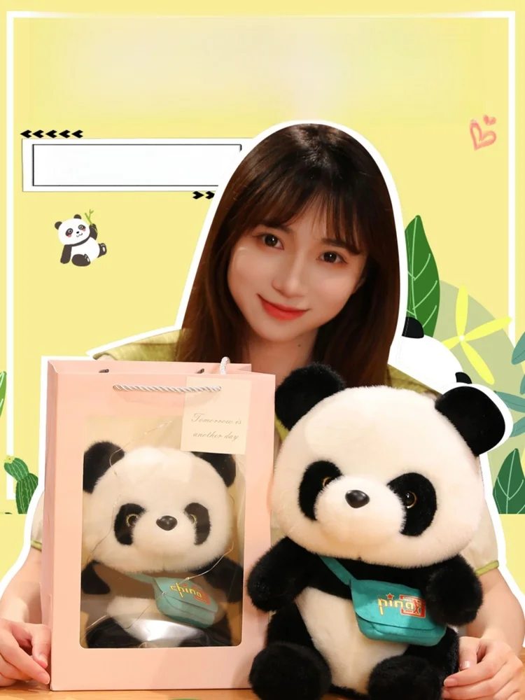 

Очаровательная реалистичная плюшевая игрушка-панда, подарок на день рождения для детей, мягкая тканевая художественная игрушка, вращающаяся на 360 градусов, гигантская панда-плюшевая игрушка...