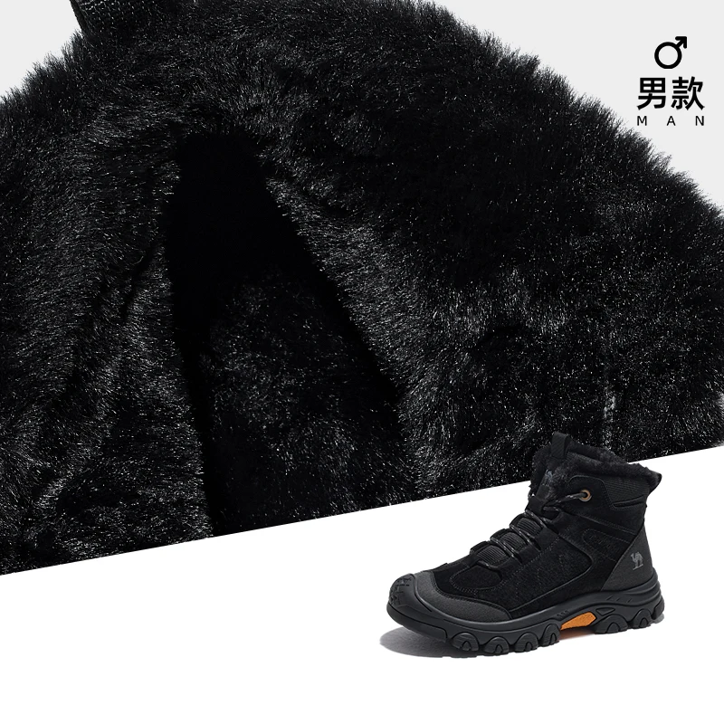 GOLDEN CAMEL Men's High-top Boots Plus Velvet Warm Snow Boot Wear-resistant Outdoor Casual Sport Hiking Shoes for Men Winter New