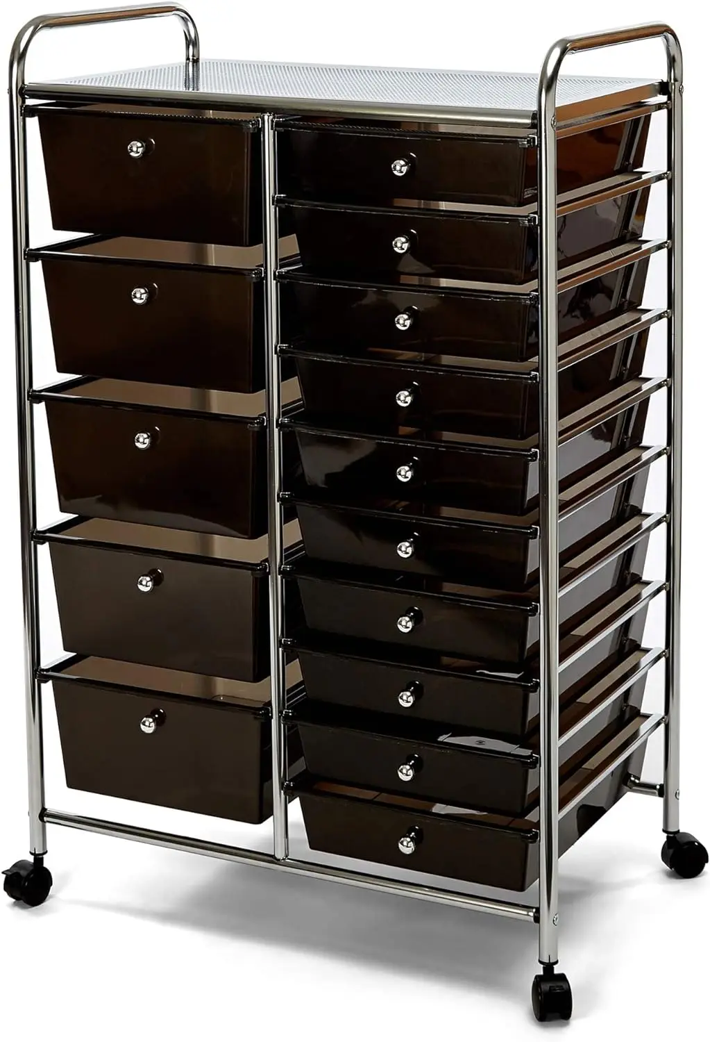 Utility Organizer Storage Cart for Home Office, School, Classroom, Scrapbook, Hobby, Craft, 15 Drawer, Black