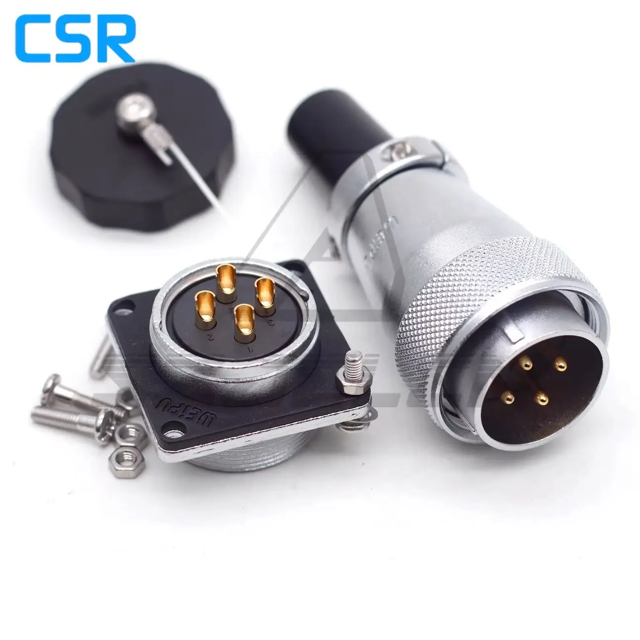 WEIPU WS28 Series  Waterproof Connector 4pin Plug And Socket, 50A Metal Round Power Cable Waterproof Connector IP67