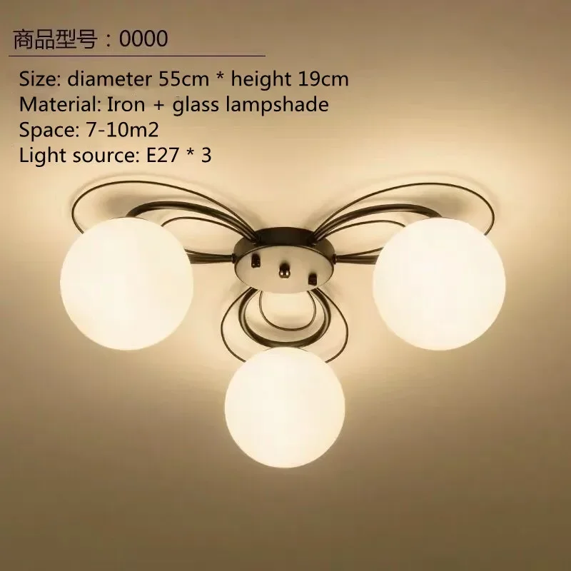 Nordic Modern Simple Living Room Bedroom Ceiling Lamp LED Restaurant Chandelier American Hotel Study  Aisle 