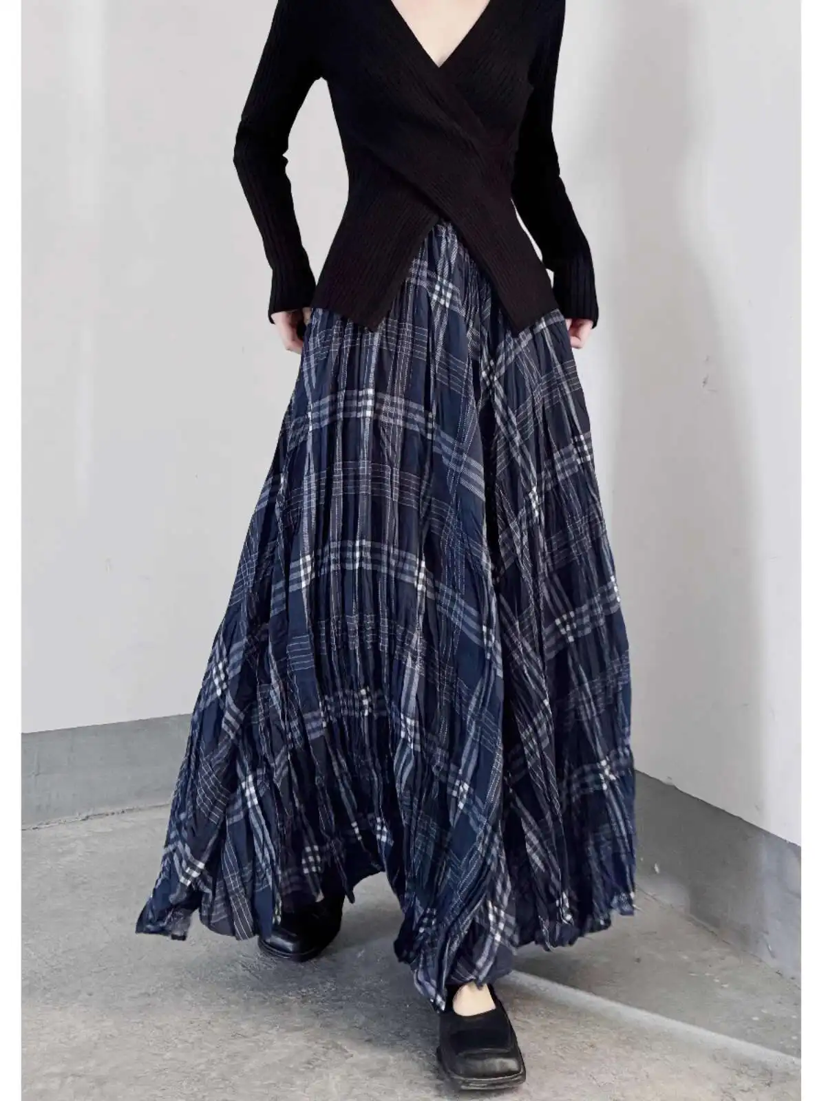 UMI MAO Academy Style jupe plissée à carreaux Femme automne nouvel article Niche minceur jupe Midi pour les femmes Y2K