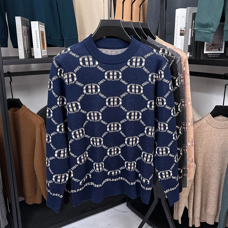 

Новый мужской утолщенный кашемировый вязаный свитер, теплый и повседневный для осени и зимы, легко сочетается, базовый шерстяной свитер