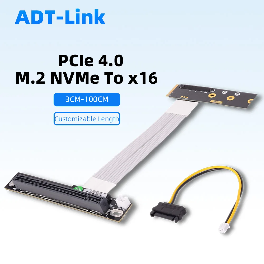 

ADT-Link 90 180 270 Degree M.2 NGFF NVMe To PCIE 4.0 X16 STX Motherboard Graphics Card GPU Extension Cable Riser Adapter Jumpers