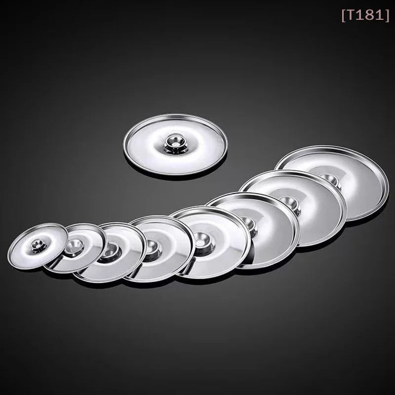 [E] 10-26cm Round Pot Lid Thicken Stainless Steel Saucepan C