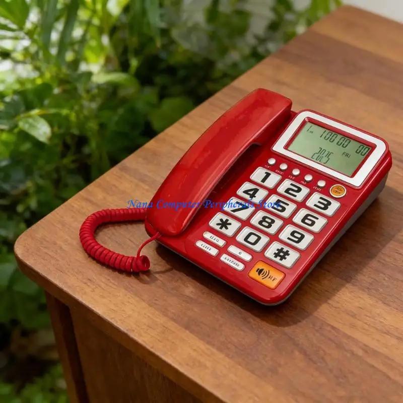 F68C Corded Telephone Basic Landline Phone for Seniors Analog Home Phone with Call Display Small Desk Guest Room Telephone
