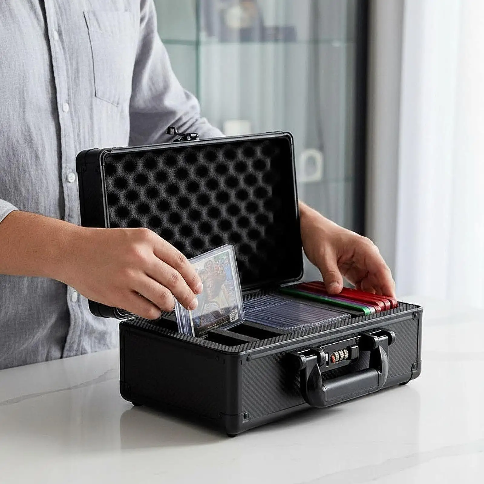 Trading Card Case Collection Cards Container Protection Aluminum Alloy Waterproof Carrying Case Sports Cards Holder Single Layer