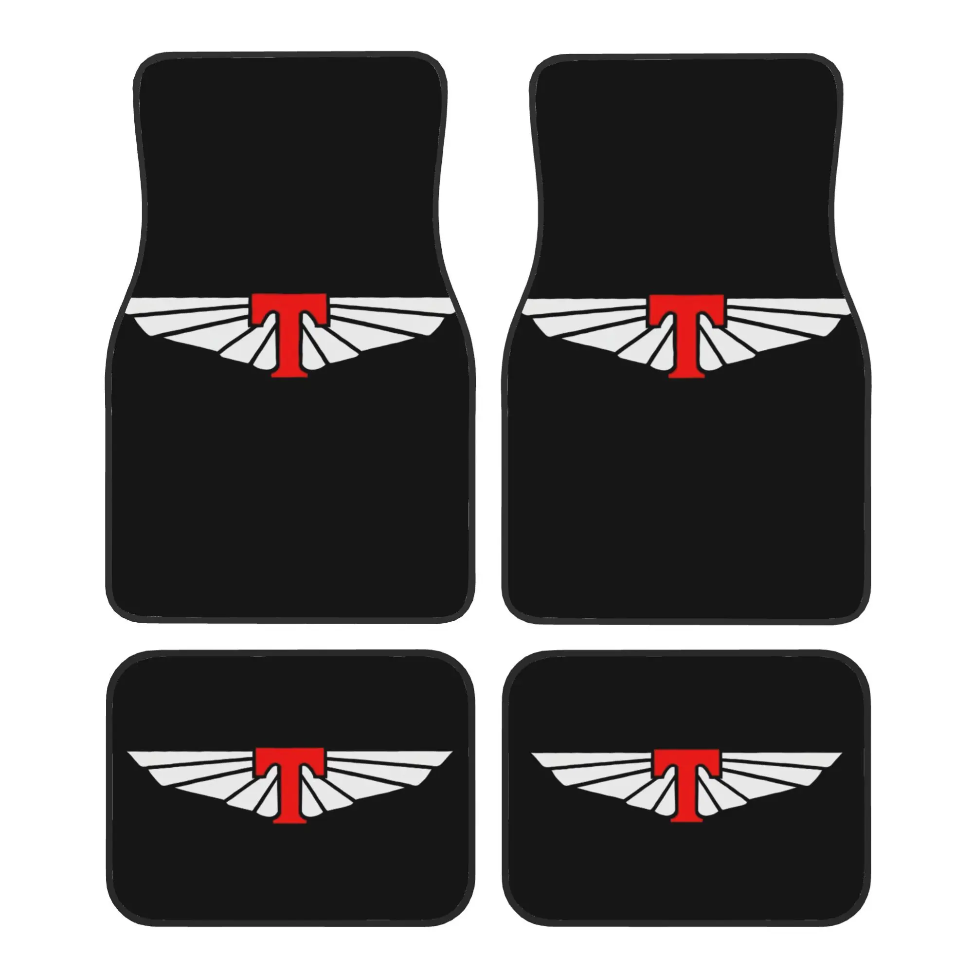 4pcs Tickford Logo Car Floor Mats, Playful Design With Red& White Logo, Vehicle Interior Accessories