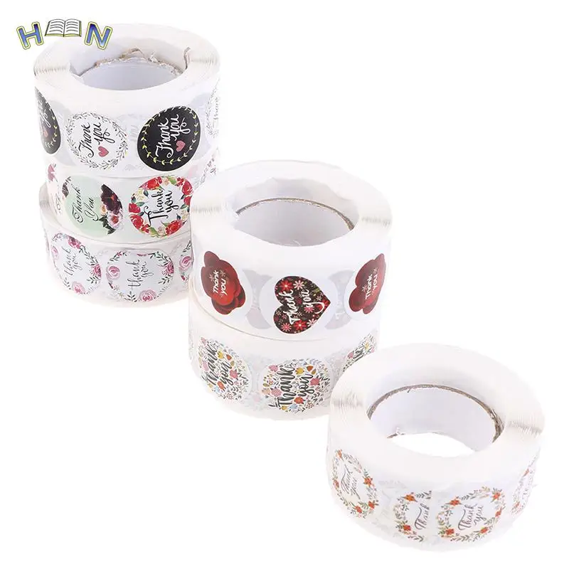 1roll/500 Pcs Colored Thank You Stickers Seal Labels Cute Stickers Per Roll Scrapbook Stationery Sticker Little Stickers