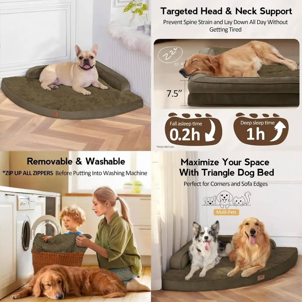 

Extra Large Orthopedic Dog Bed with Removable, Washable Cover - Non-Slip Waterproof for Medium to Large Dogs, Light Coffee