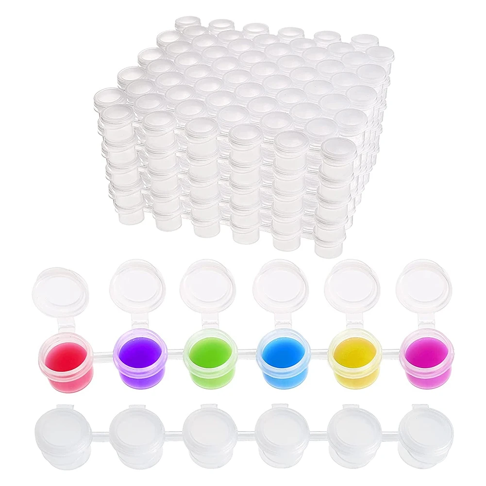 Y01A50 ストリップペイントポットストリップ、300ポット2ml/0.07オンス空のペイントカップポット、蓋付き、教室絵画アートフェスティバル用