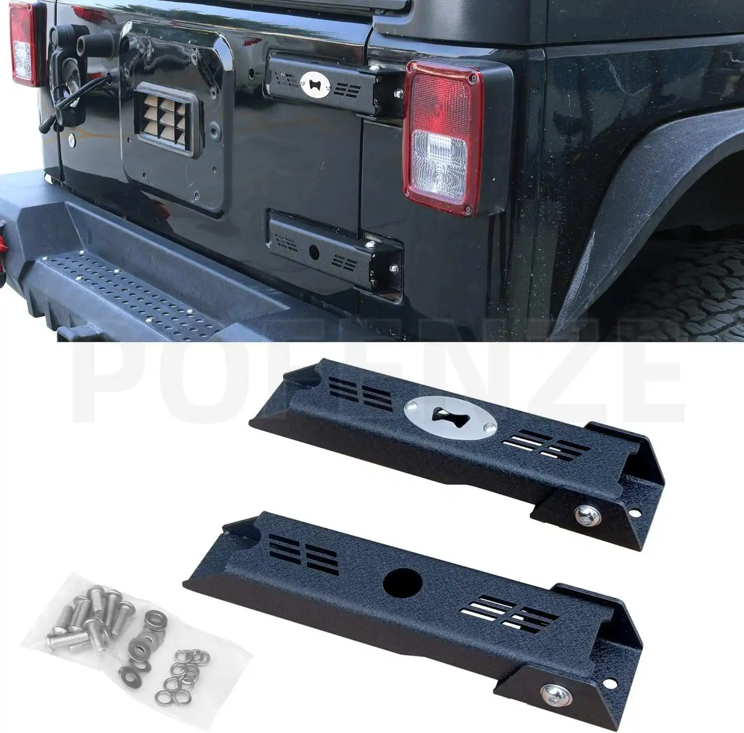 Tailgate Hinge Set Heavy Duty Reinforced Steel Rear Door Hinge for 2007-2018 Jeep Wrangler JK JKU 2/4 Door (2 PCS Black)