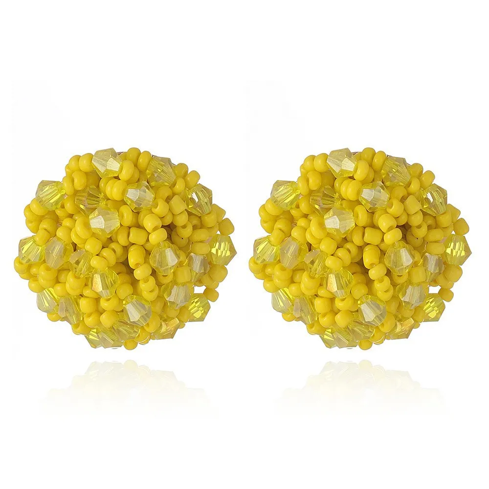 AENSOA 22mm Bohemia Crystal Seed Beads Round Stud Earrings for Women Multicolor Handmade Beaded Small Earrings Boho Jewelry 2023 image 5