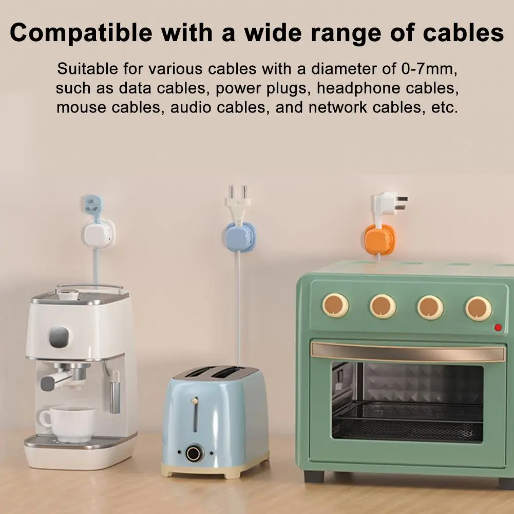 3/6Pcs 2cm 360 Degrees Rotatable Cord Holder Adhesive Home Office Nightstand Desk Cable Organizer Magnetic Wire Management Clip