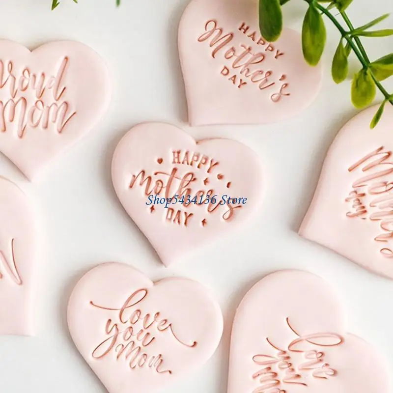 H7ED Stable Acrylic Fondant Cookie Molds Mother's Day Cookie Maker Biscuits Baking Mould For Sweet Handmade Surprises