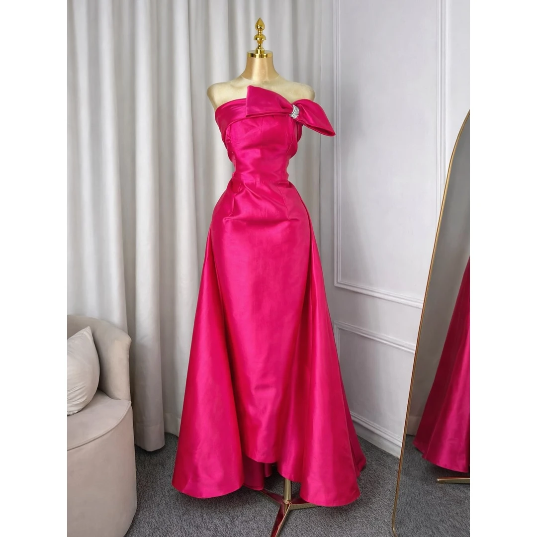 

Vows Custom Made Royal Blue Prom Dresses Luxury Women's Elegant Party Dress Fishtail Skirt Bow Tie Satin Evening Dresses Wedding