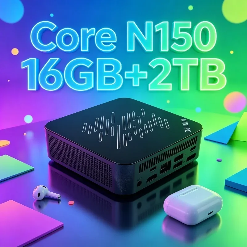 Linear‑Stripe Pattern Mini PC Intel Core N150 High Performance 32GB RAM 1TB SSD 4K Desktop Computer For Gaming Office Home Use