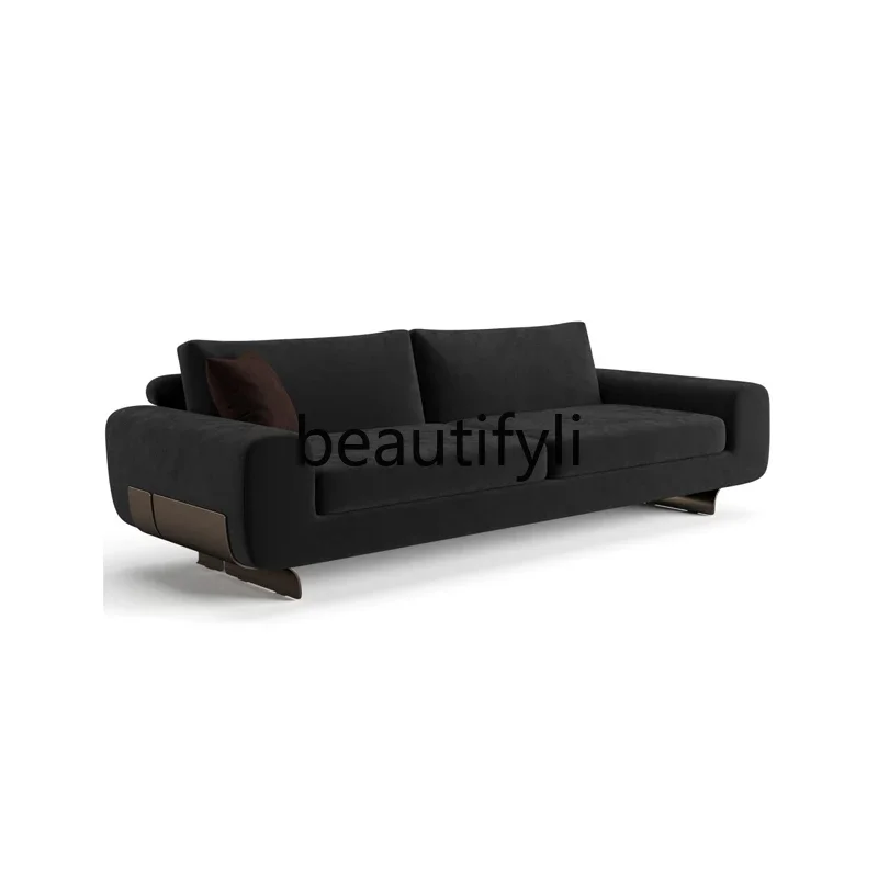 A71Italian light luxury matte leather sofa high-end three-person sofa imported matte cowhide furniture