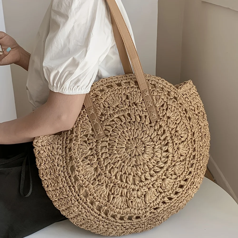 Chic  Straw Tote - Roomy Travel-Friendly Bag - Versatile for Beach & Daily Use