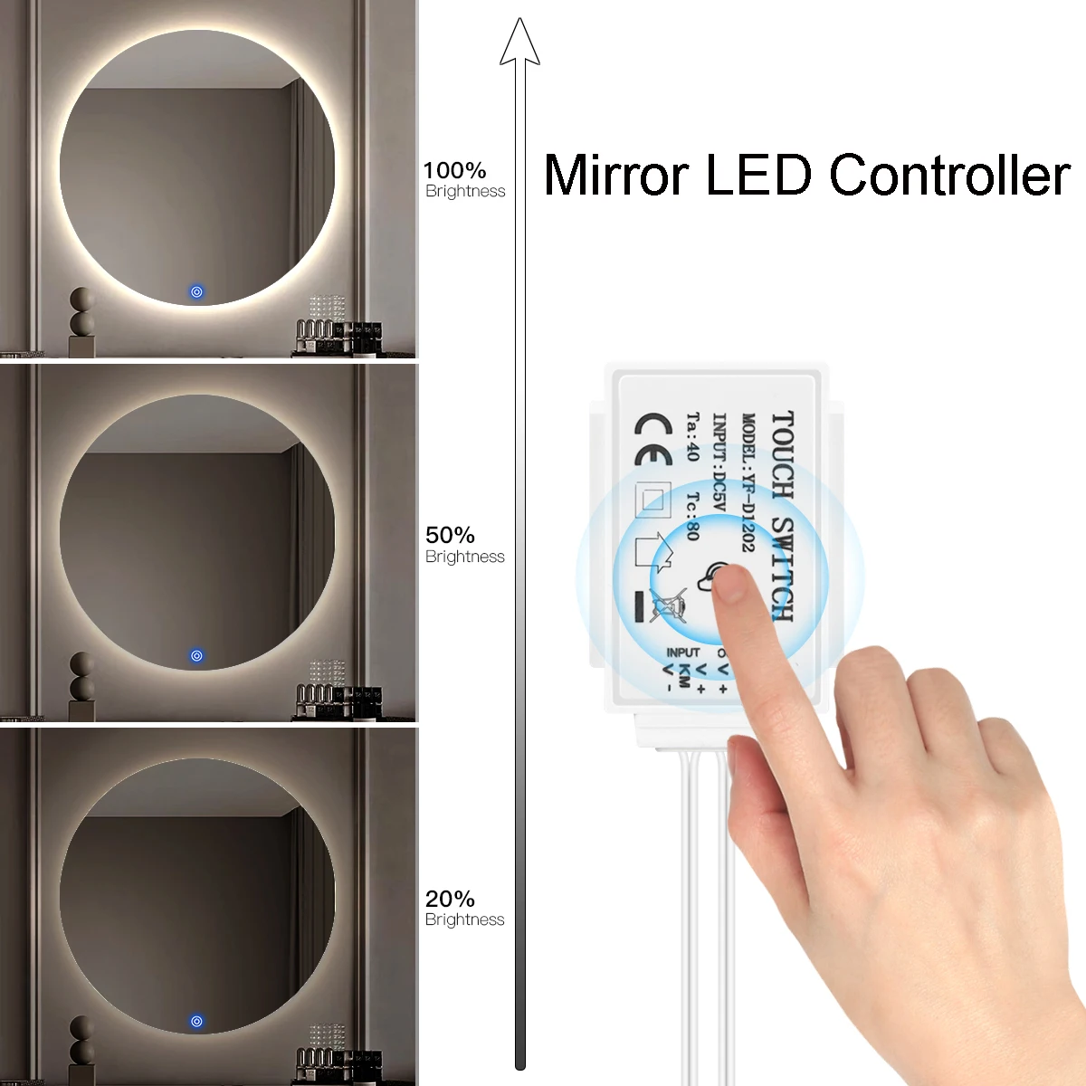 5V USB LED 조광기 스위치 밝기 조절 가능한 터치 센서 스위치 미러 라이트 백라이트 LED 스트립 LED 조명 컨트롤러