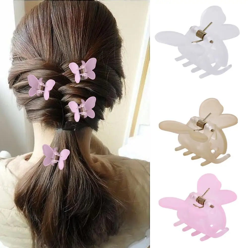 Frosted Butterfly Hair Claw Cute Jelly Color Headwear Mini Shark Clip Ponytail Clip Headdress Butterfly Hair Clip Children