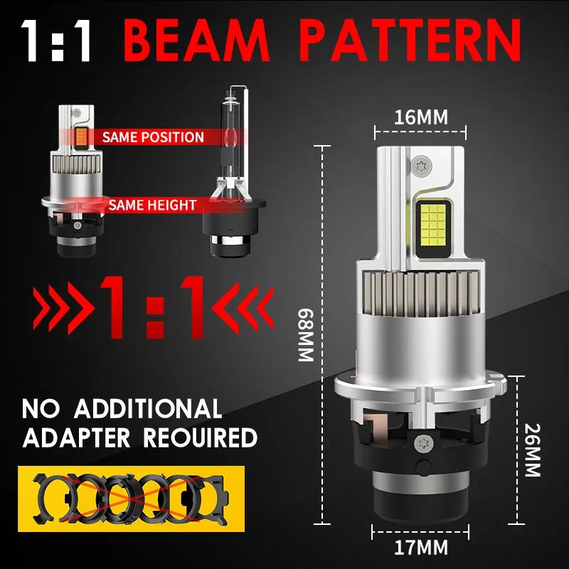 DZTR D2R D4R automotive LED headlight HID bulb R Special Model 1:1 LED 6000k  Canbus 30000LM lamp Automotive turbofan lamp