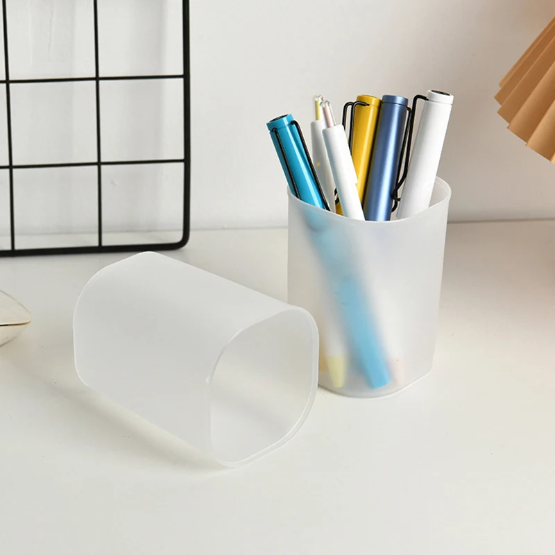 Makeup Brush Pen Holder Transparent Storage Bucket Desktop Storage Box Transparent Pen Holder Entrance Kitchen Storage Bucket