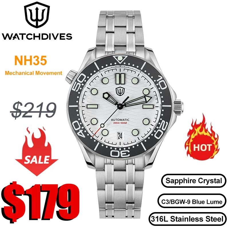 Watchdives WD007ST NTTD Watch NH35/NH38 Movement Domed Sapphire