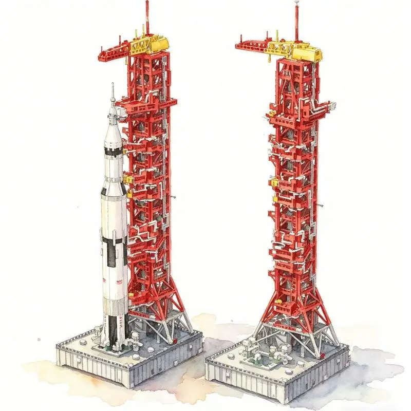 

Saturn V Mobile Launcher & Launch Umbilical Tower 1:110 Scale MOC Building Blocks Apollo Rocket Launch Pad Model