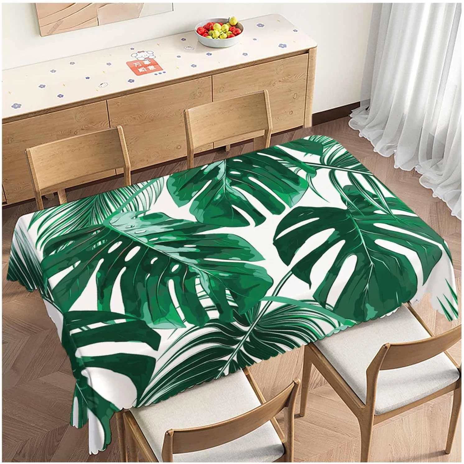 Tropical Palm Leaves Rectangle Tablecloth Party Decor Summer Tropical Plants Waterproof Table Cloths Kitchen Dining Table Decor