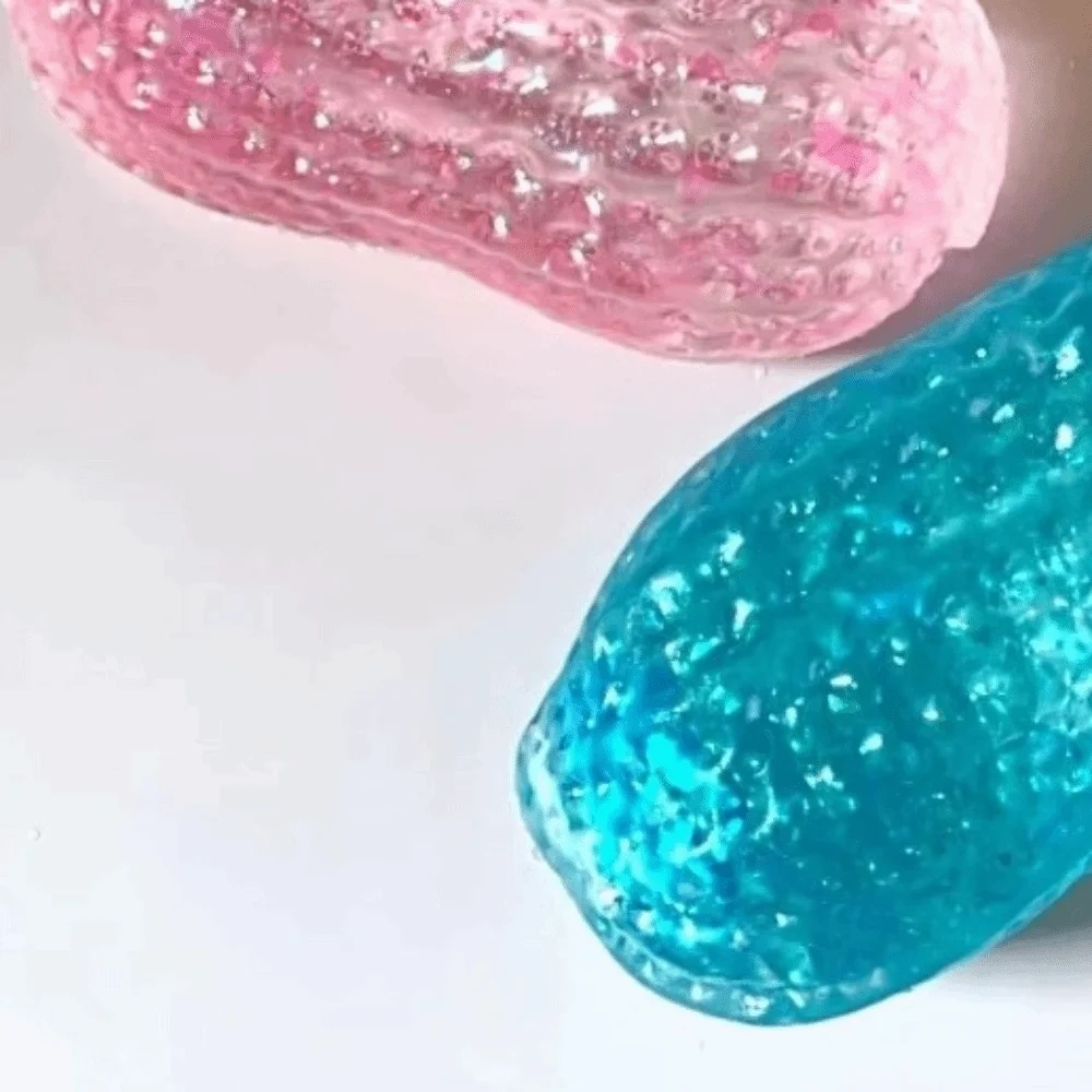 Glitter Peanut Squishy Toy Slow Rising Slow Rebound Peanut Fidget Toy Buttery Soft Texture Macaron Color Peanut Squeeze Toys