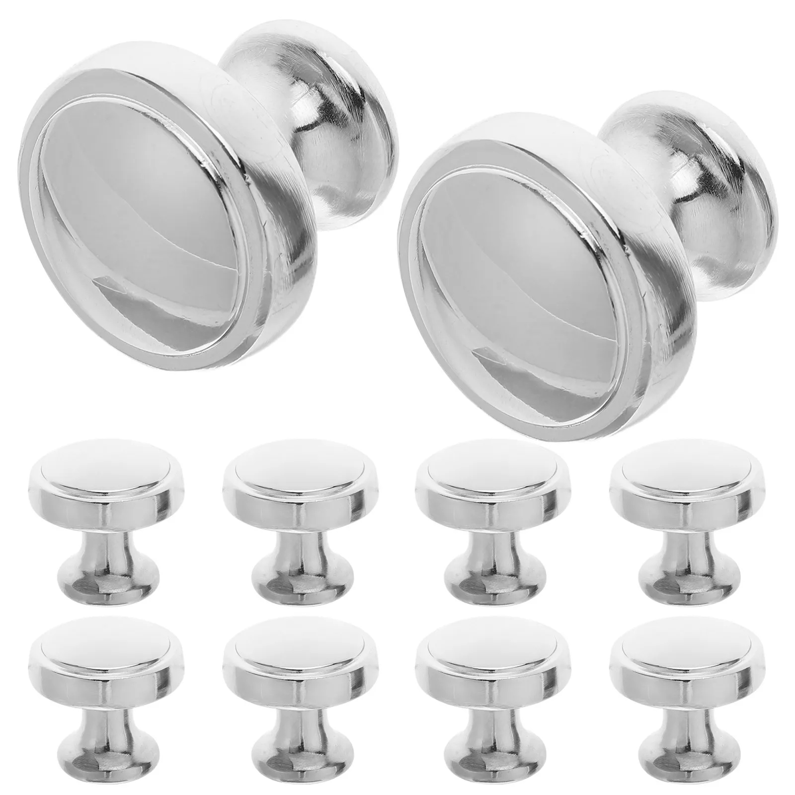 

10Pcs Round Cabinet Knobs Aluminum Alloy Single Hole Handles for Kitchen Cupboard Drawers Wardrobe Silver Decorative Pulls