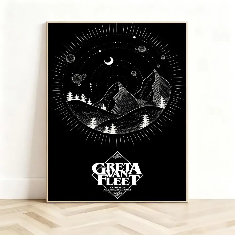 Blues Rocker G-Greta Van Fleet Poster Classic Self-Adhesive PP Wall Sticker for Living Room Bar Decor Gift