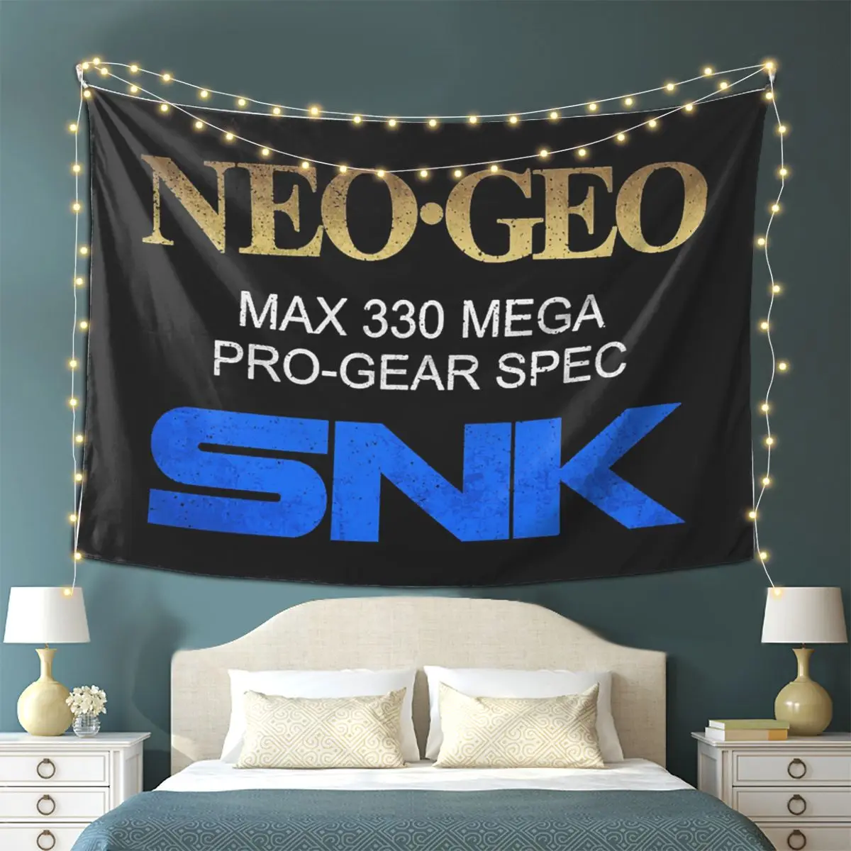 Neo Geo Pro Gear Spec Gold Retro Design Tapestry Wall Hanging Aesthetic Home Decor Tapestries for Living Room Bedroom