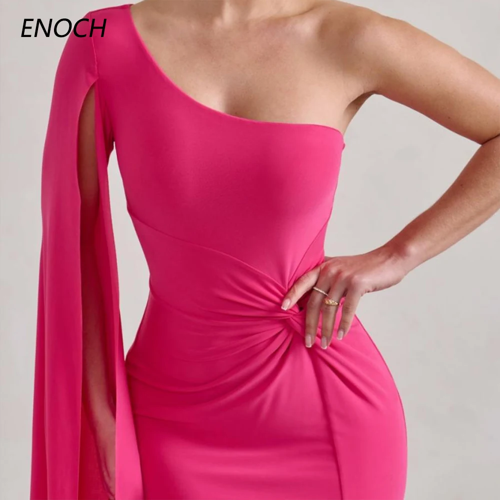 ENOCH-vestido De noche De un hombro para mujer, prenda Formal con abertura lateral, plisado, largo hasta el suelo, Sexy, hecho a medida, nuevo