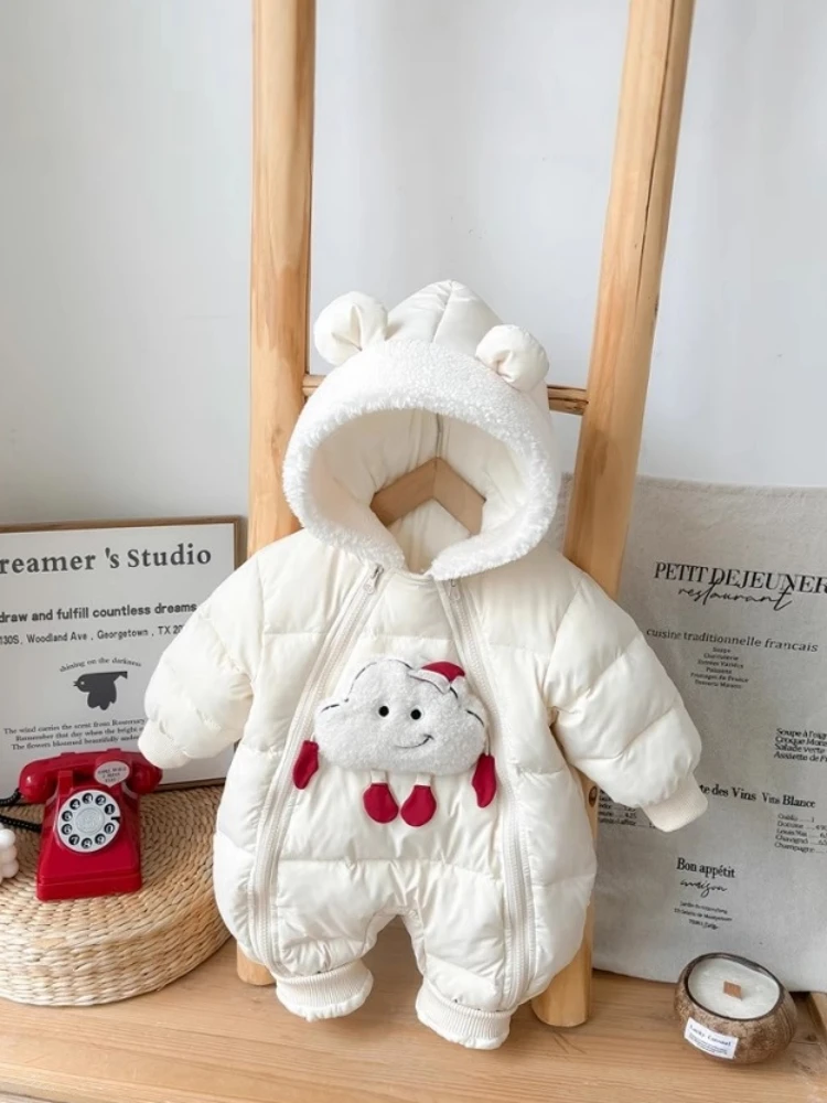 

Adorable Cloud Print Fce Lined Cotton Rer Newborn Baby Boy Winter Clothes Middle Waist Long Pants Other Fabric