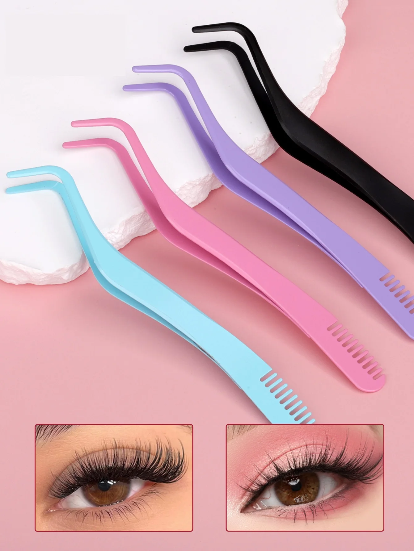 GEMERRY 1PC Pinzette Pettine Per Ciglia FAI DA TE Incollato A Calore Cluster Ciglia Estensione In Acciaio Inox Anti-Statico Non-Magnetico Strumento di Trucco