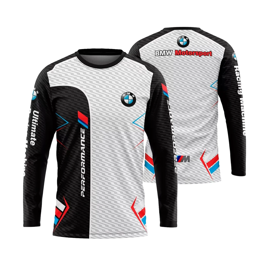 AliExpress BMW Bmw Racing Style Black And White Color Block Splicing Cycling Suit Printed High Performance Sports Men's Long Sleeved T Shirt