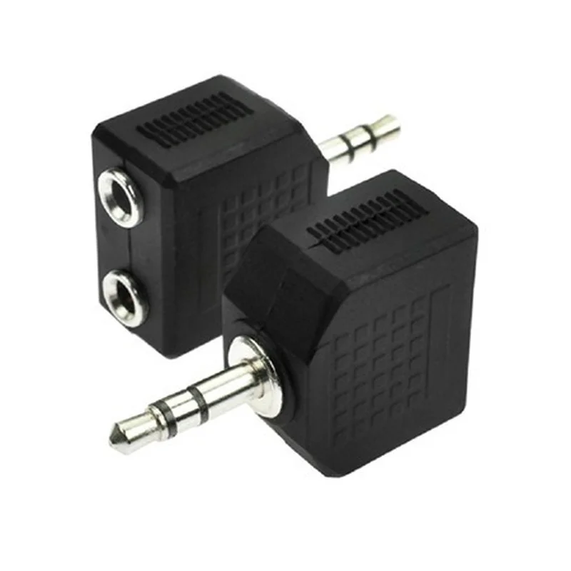 3,5mm 1 Stecker Auf 2 Weibliche Doppel Kopfhörer Kopfhörer Y Splitter Kabel Dual Track Adapter Stecker für MP3 handy Schwarz Farbe