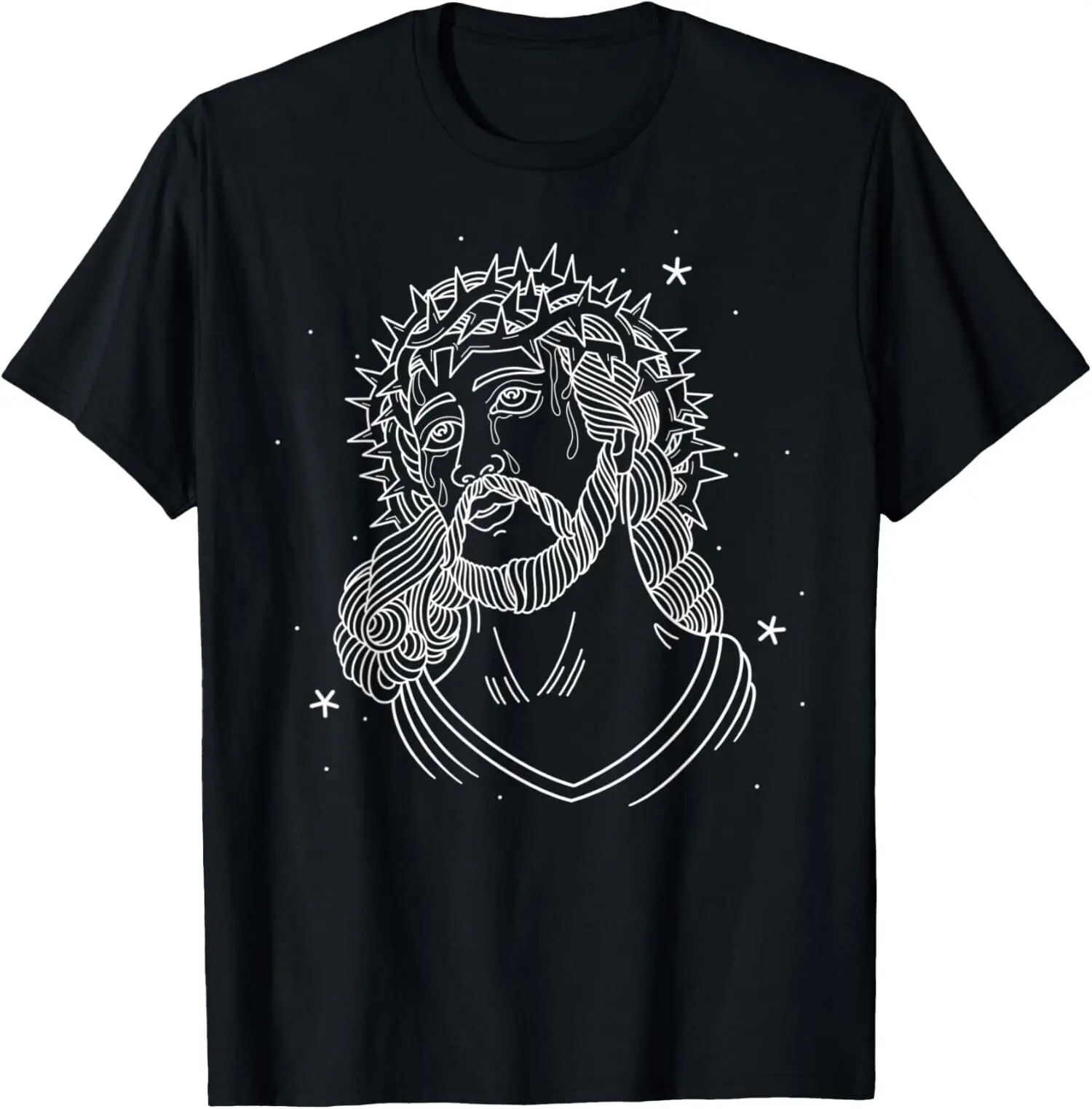 NEW LIMITED American Traditional Jesus with Crown of Thorns Tattoo T-Shirt S-3XL