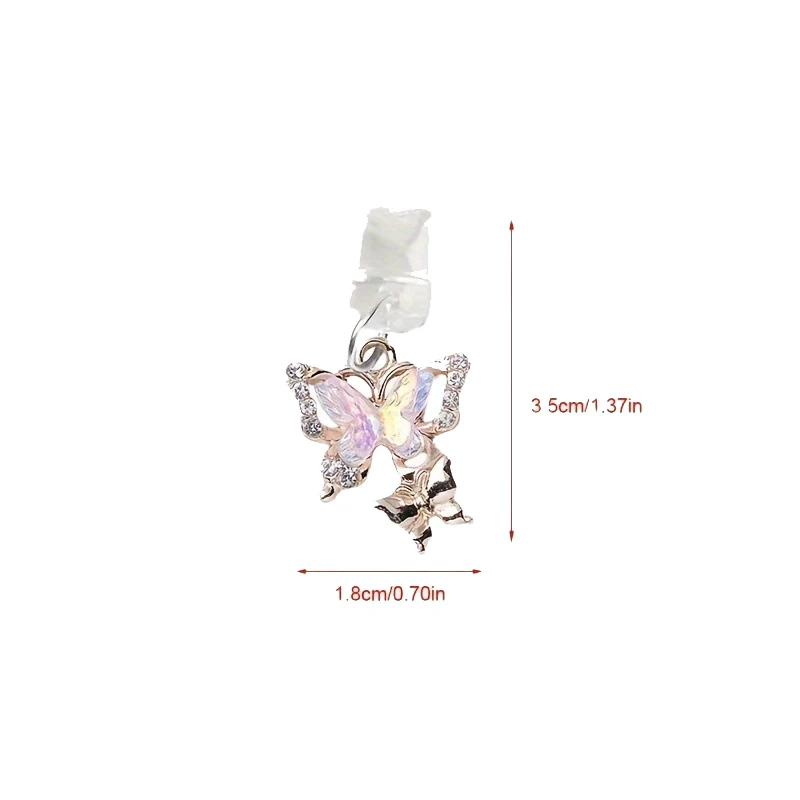 1PC New Butterfly With Artificial Diamonds Accessory Decoration For Phone Type-c Port Mobile Phone Dust Plug Pendant image 5