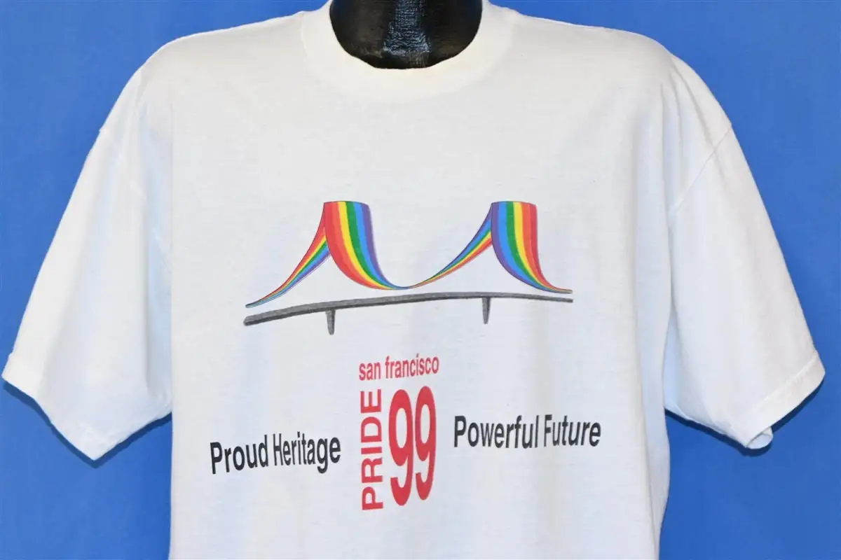 Camiseta extragrande del orgullo de San Francisco de los años 90, orgullo LGBTQ Heritage, potente futuro